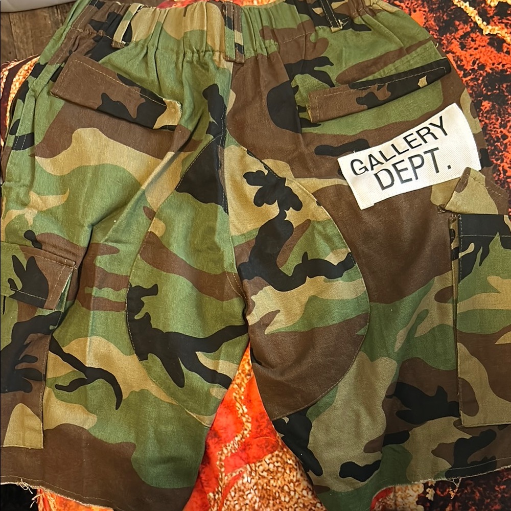 Gallery Dept Green and Brown Camouflage Shorts